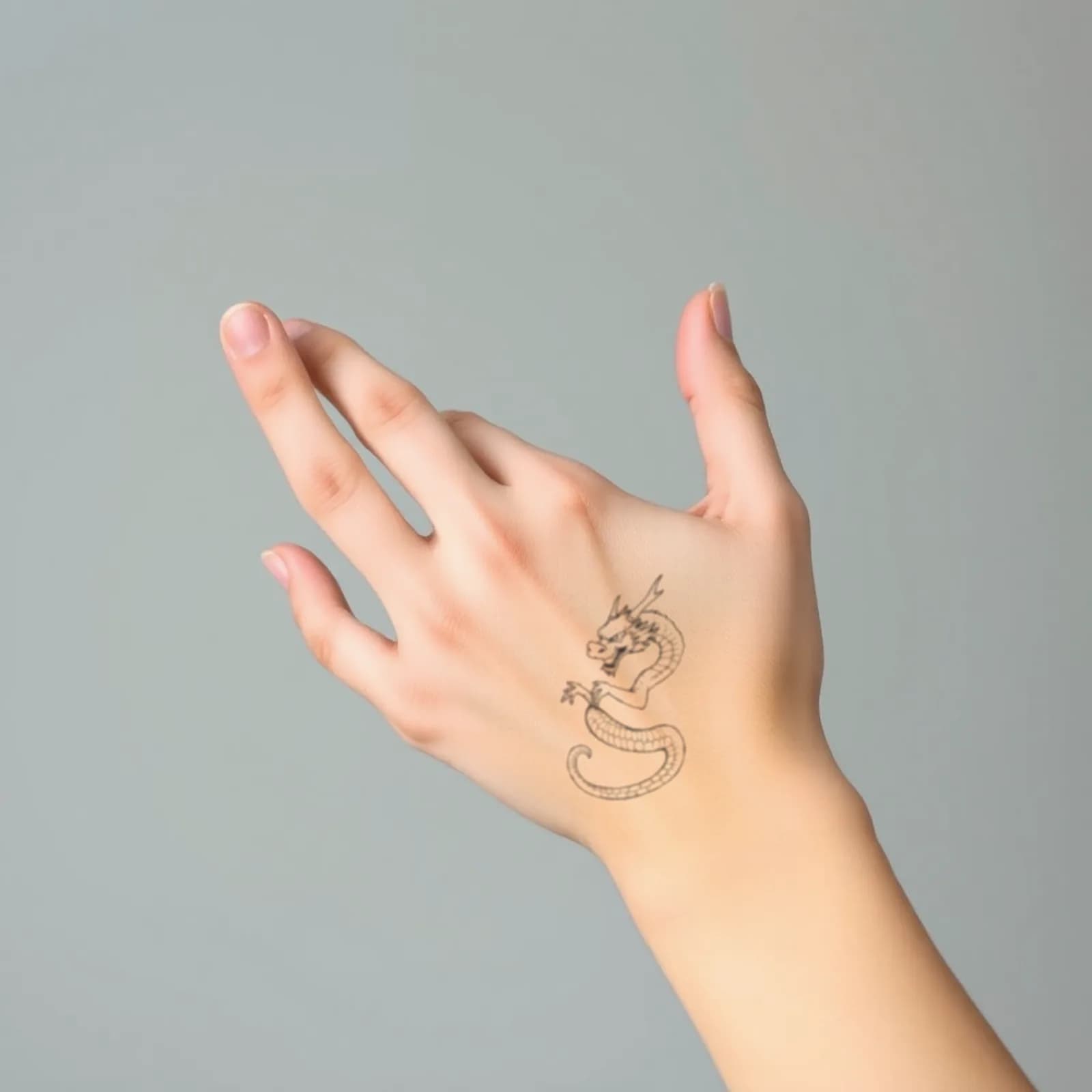 Fine Line Dragon Wrapping Finger tattoo shown on the finger
