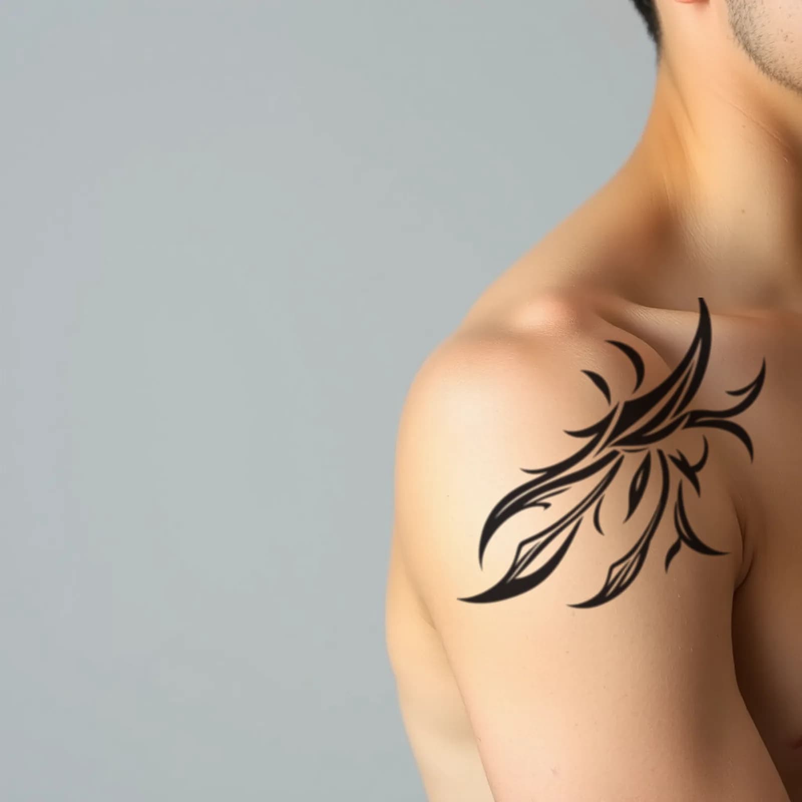 Neo Tribal Shoulder Cap tattoo shown on the shoulder