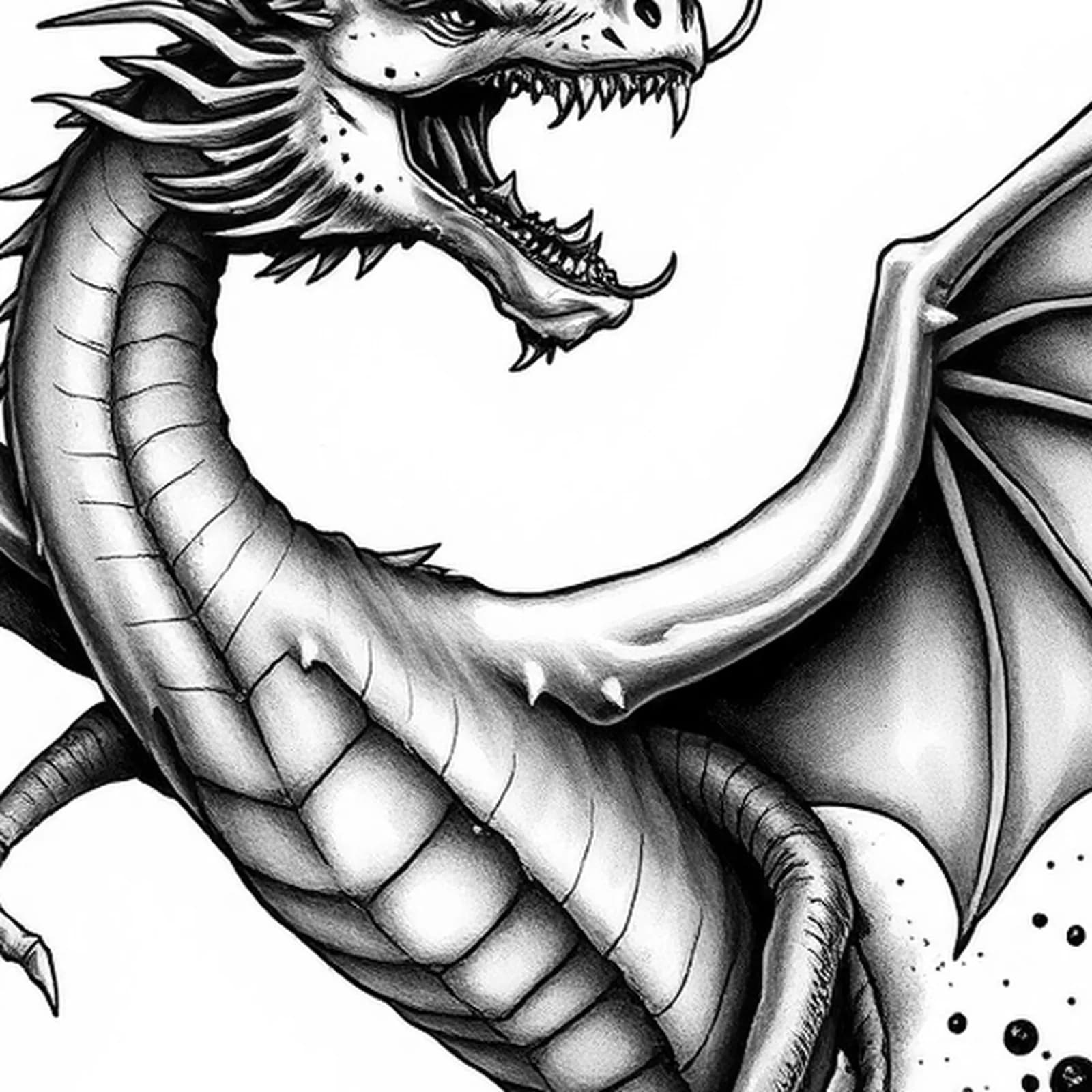 3D Dragon Bursting from Chest tattoo design, close-up detail