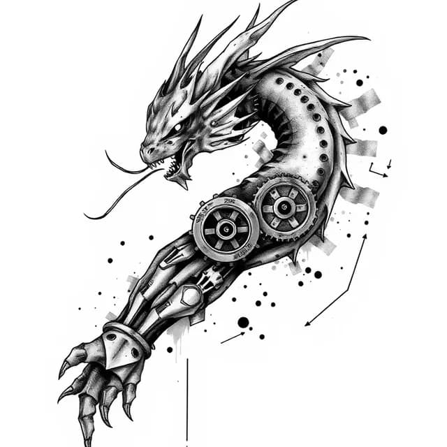 Biomechanical Dragon Arm tattoo design