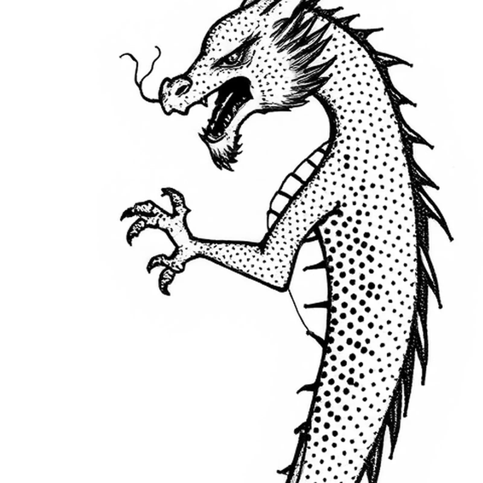 Dotwork Dragon Calf tattoo design, close-up detail