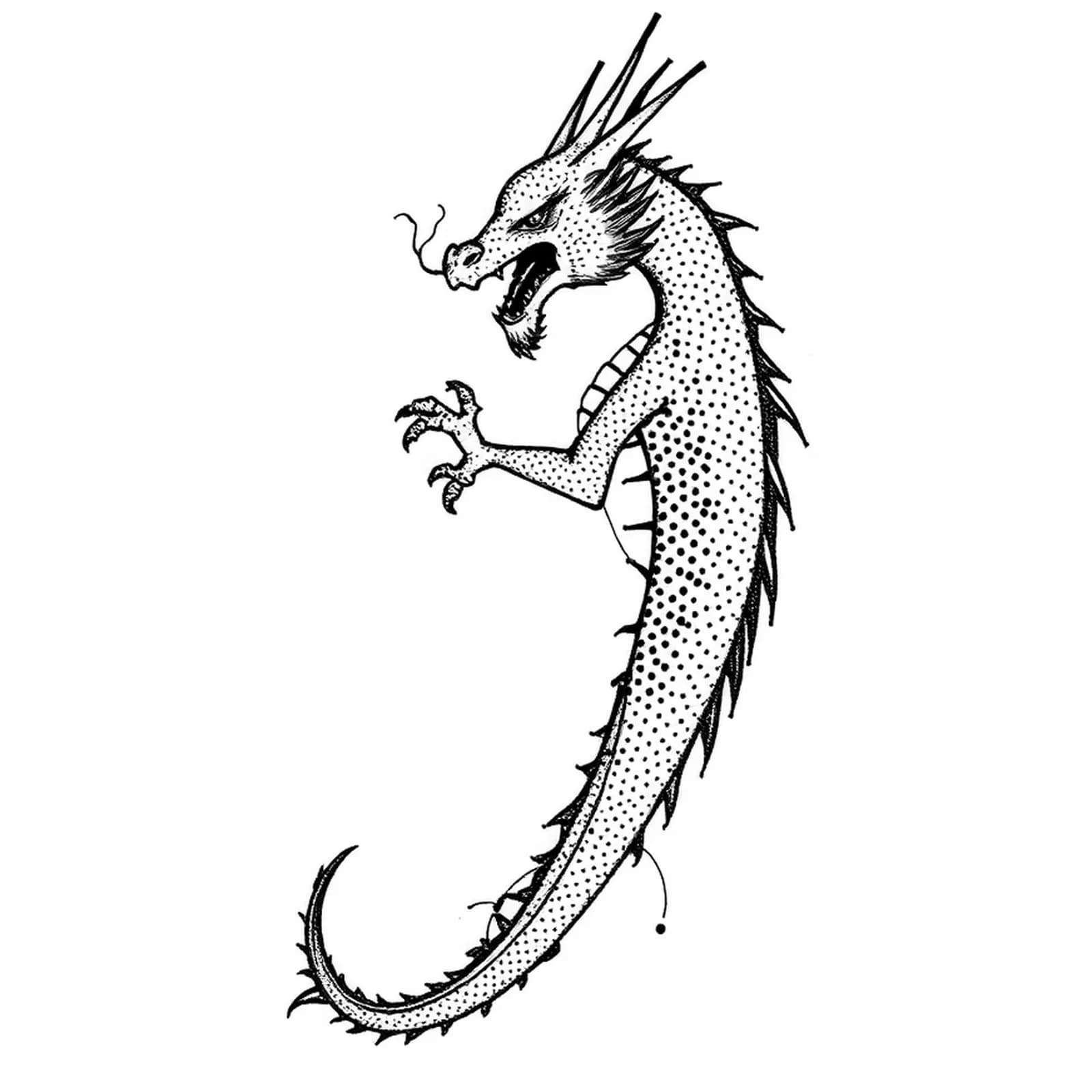 Dotwork Dragon Calf tattoo design
