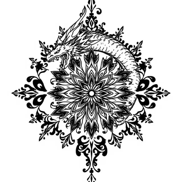 Dragon and Mandala Shoulder tattoo design