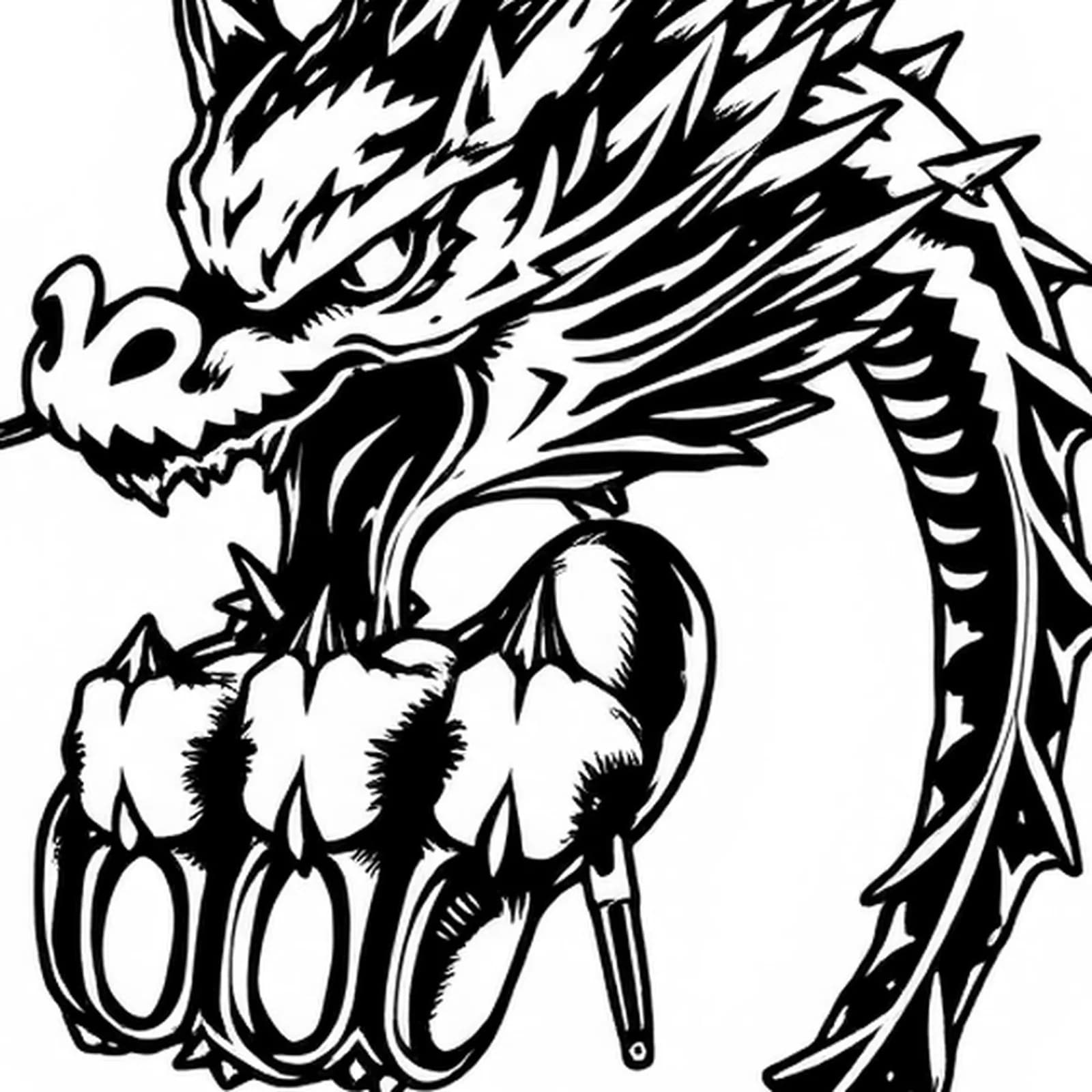 Dragon Hand and Knuckles tattoo design, close-up detail