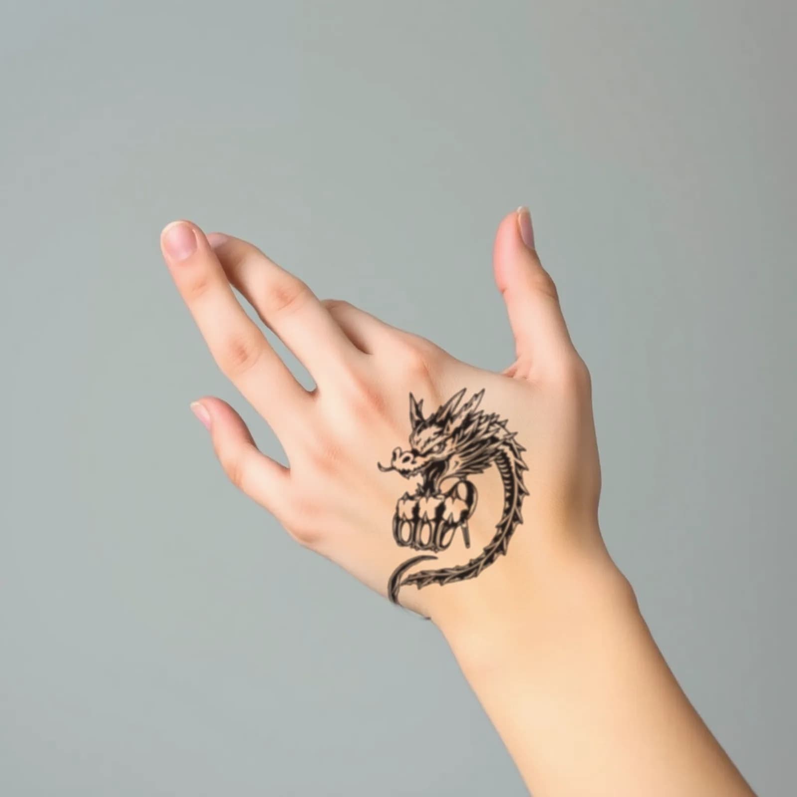Dragon Hand and Knuckles tattoo shown on the hand