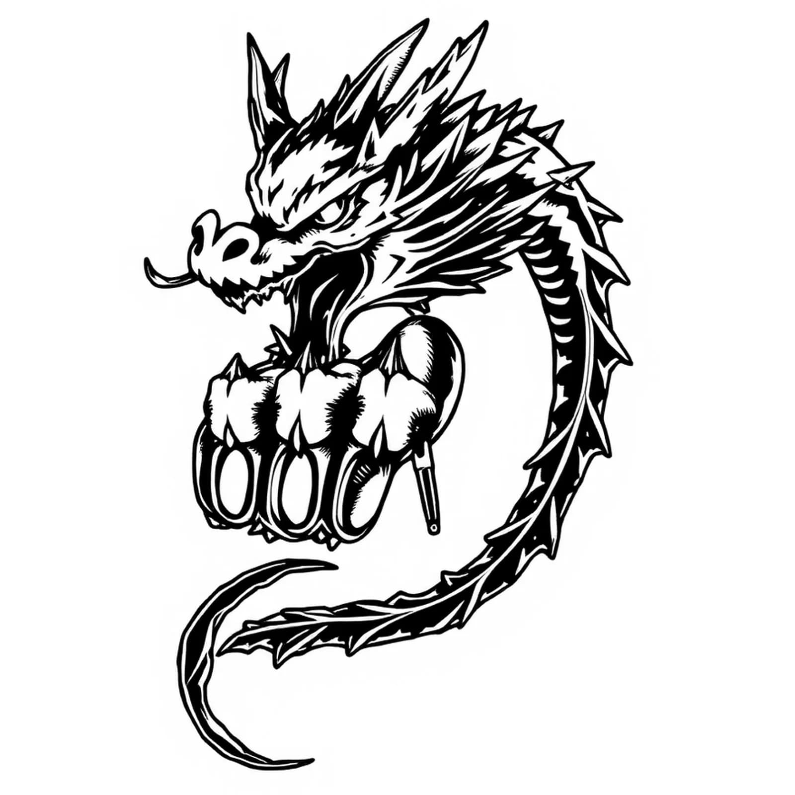 Dragon Hand and Knuckles tattoo design