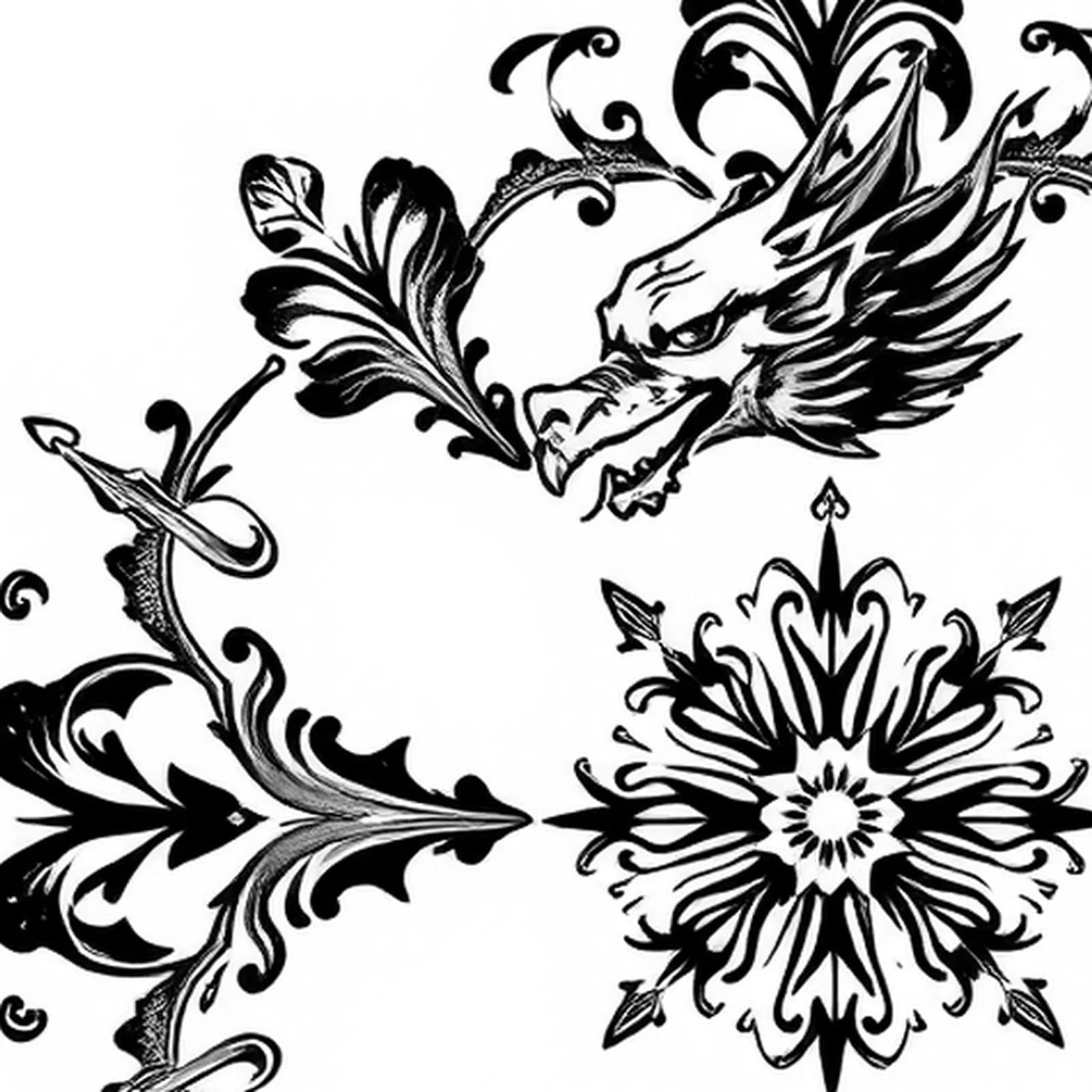 Dragon Knee Cap tattoo design, close-up detail