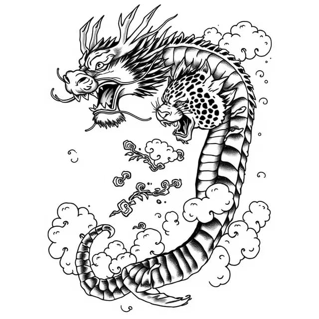 Dragon versus Tiger Chest Piece tattoo design
