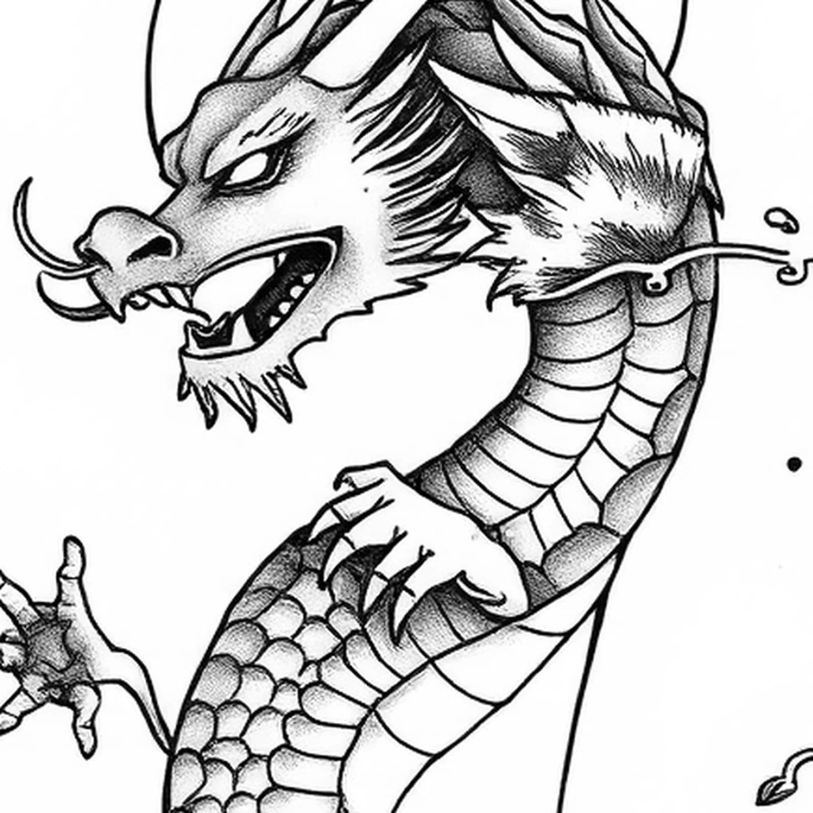 Dragon Wrapping Calf tattoo design, close-up detail