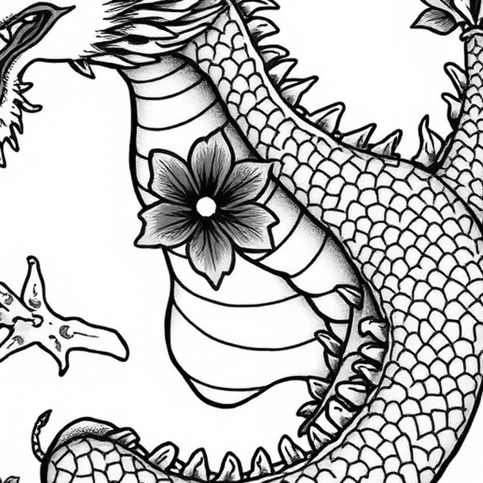 Irezumi Dragon Thigh tattoo design, close-up detail