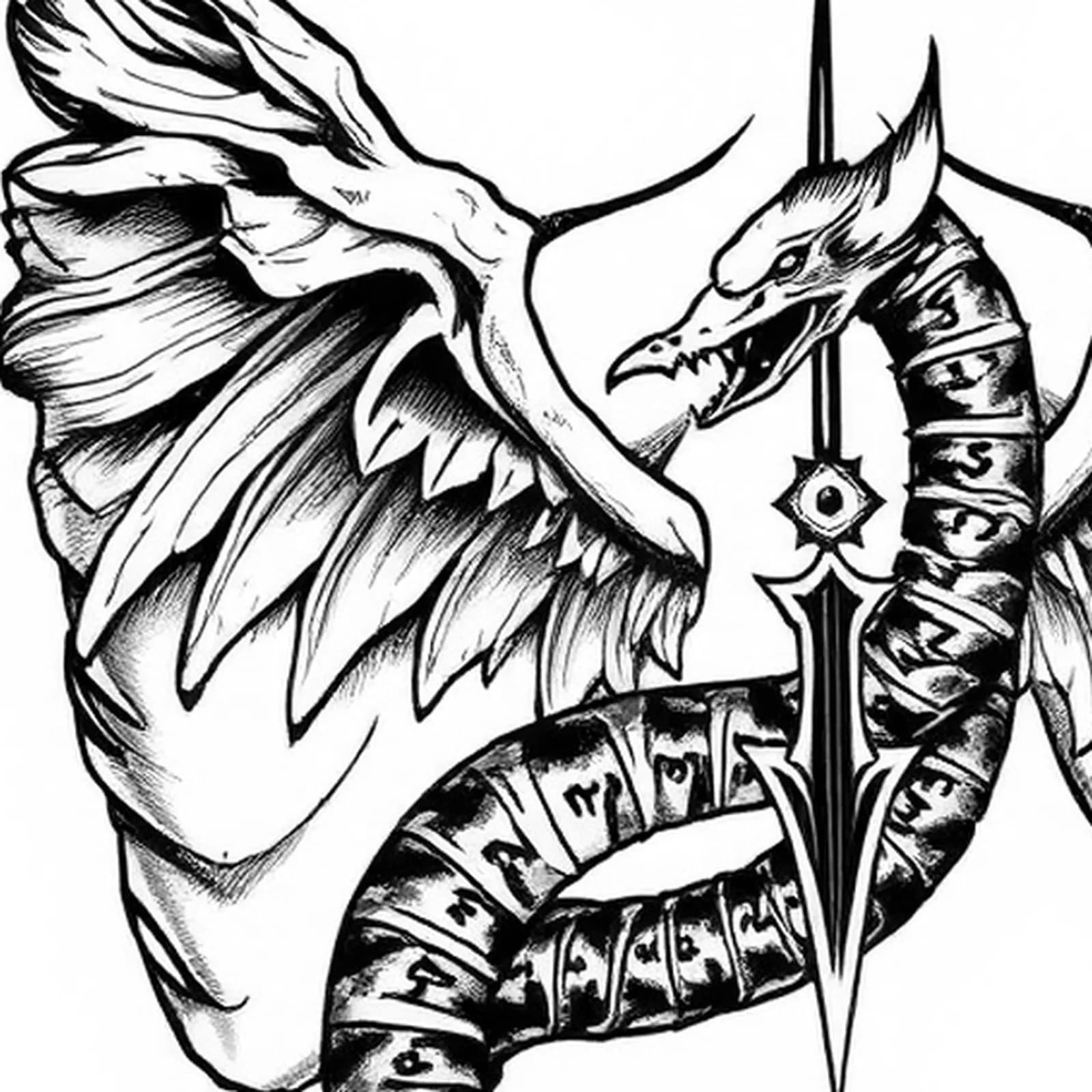 Norse Jormungandr on Ribs tattoo design, close-up detail