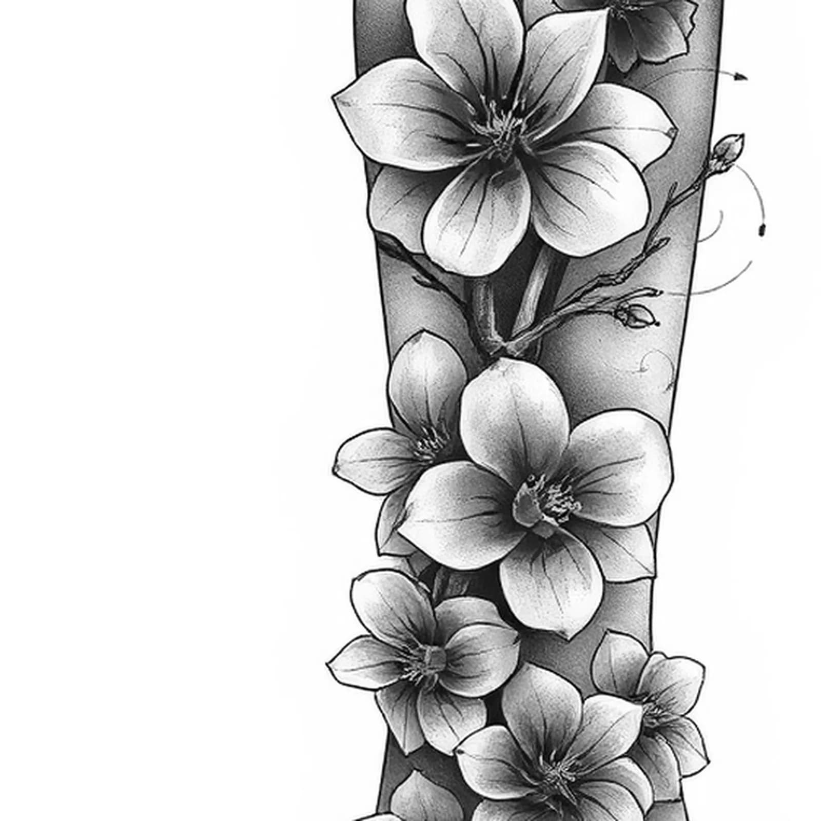 Ryu Wrapping Forearm with Sakura tattoo design, close-up detail