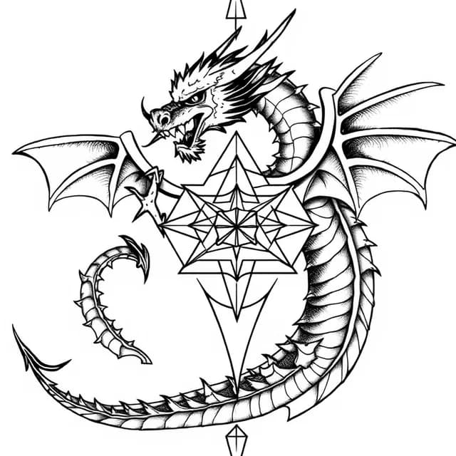 Sacred Geometry Dragon tattoo design