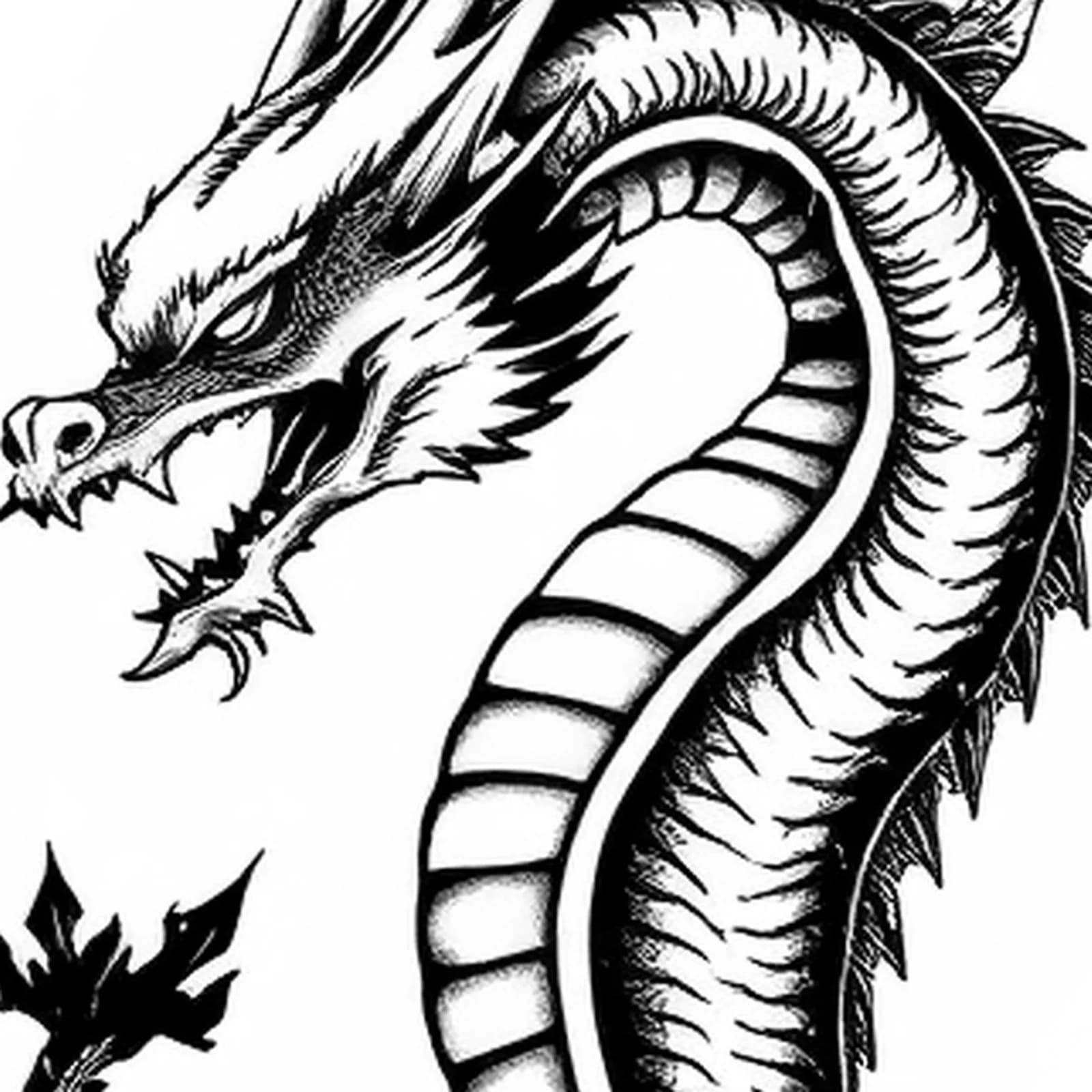 Vertical Rib Dragon tattoo design, close-up detail